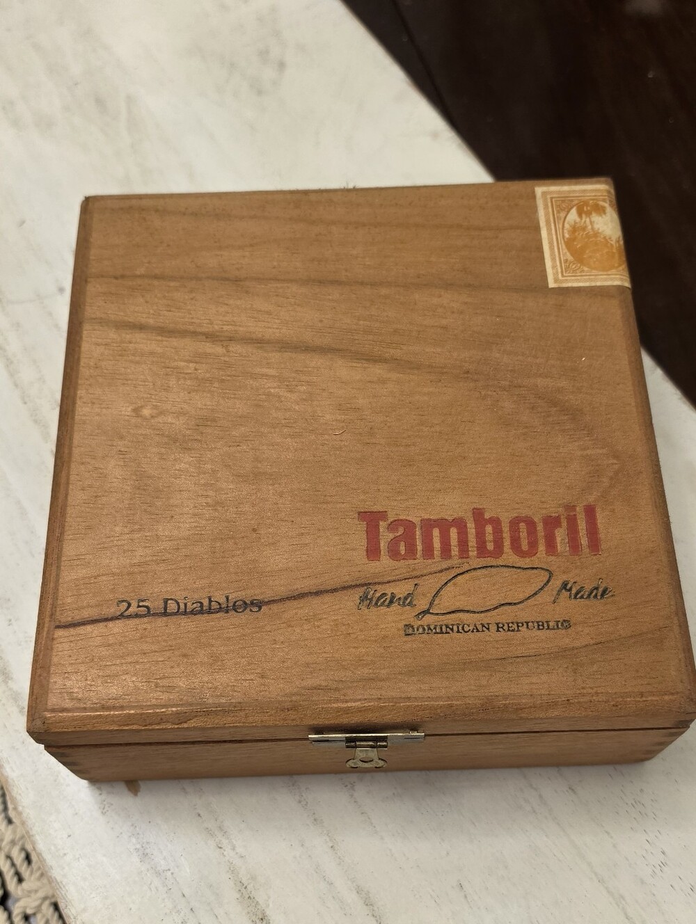 Vintage Tamboril Wooden Cigar Box Empty Dominican Republic 25 Diablos Storage